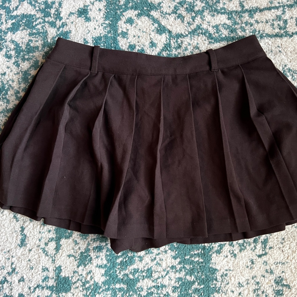 Brown Pleated Mini Skort